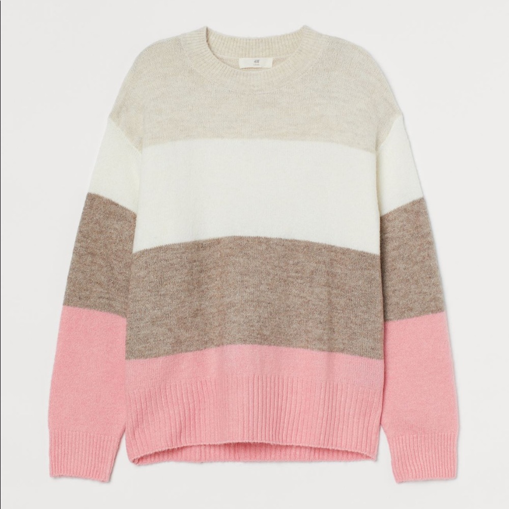 H&M fine knit striped color block sweater 8-10Y